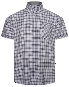 KAM – Kariertes Hemd aus hochwertigem gebürstetem Fleece, Marineblau